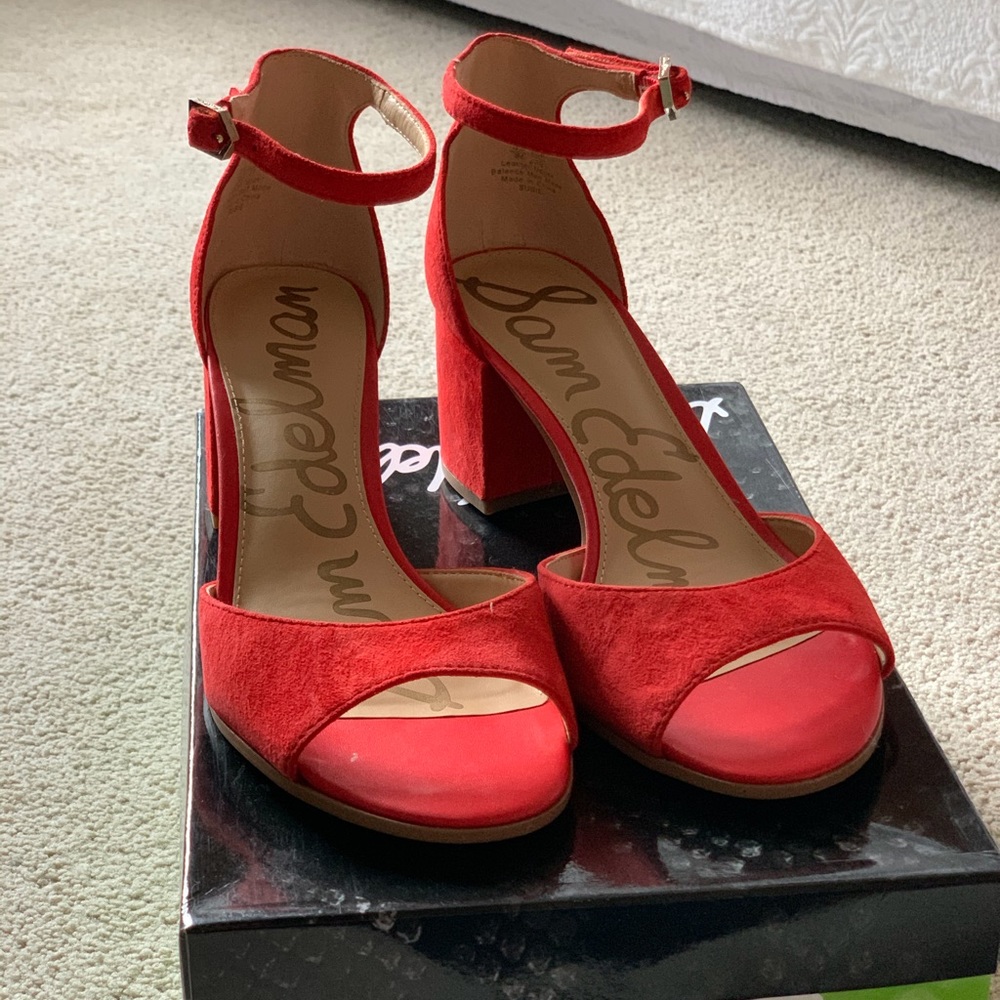 Sam Edelman blood orange open toe, ankle strap